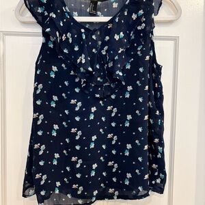 Forever 21 Dark Blue Floral Blouse